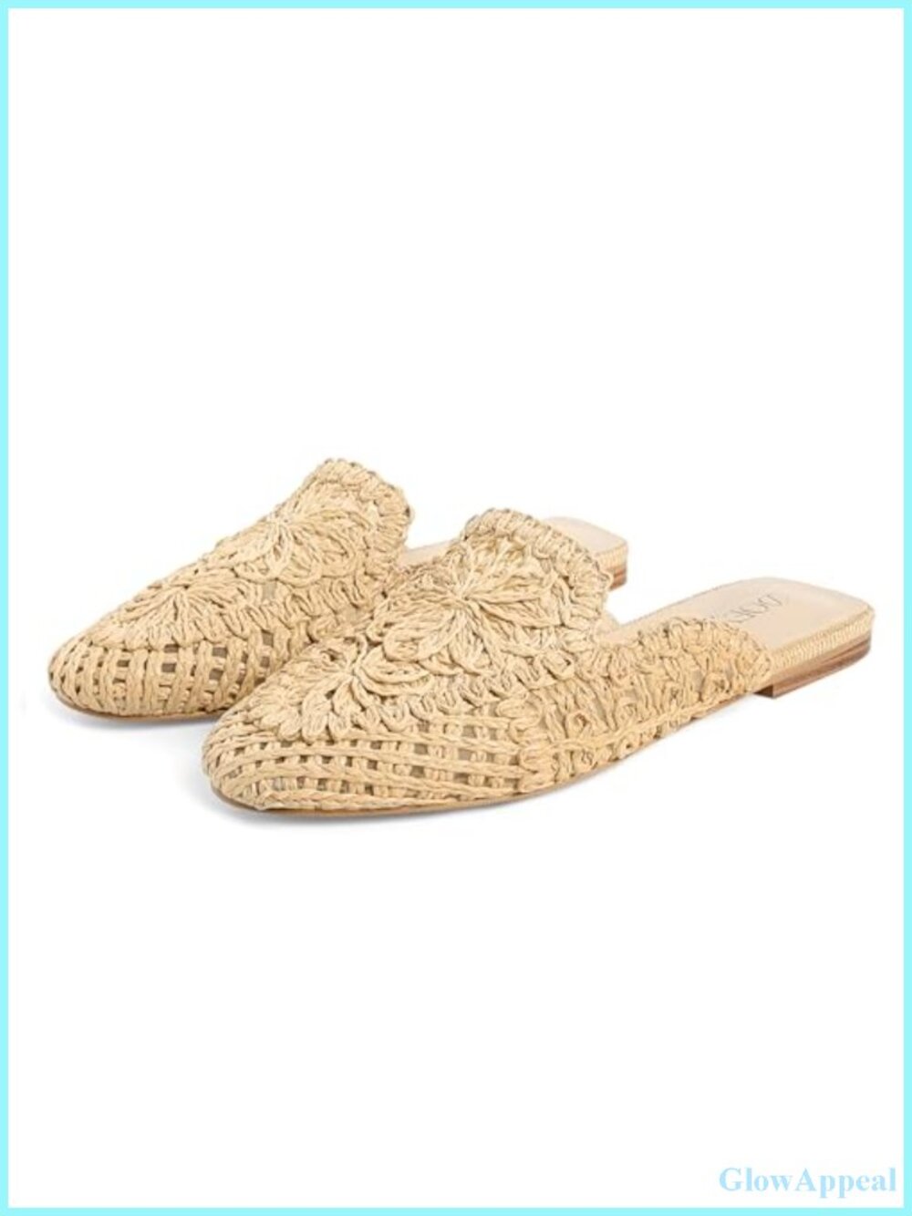 Woven Raffia Mules Women Square Toe Mary Jane Flat Heel Slip On Comfortable